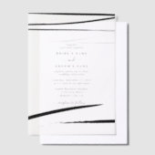 モダン白黒結婚抽象芸術 ベラム紙招待状 (オフセット)