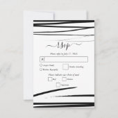 モダン白黒結婚抽象芸術 出欠カード (正面)