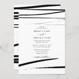 モダン白黒結婚抽象芸術 招待状
