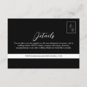 モダン白黒結婚詳細 エンクロージャーカード (正面)