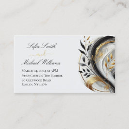 モダン白黒結婚金ゴールド 名刺