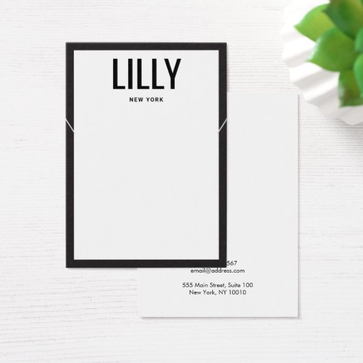 モダン白黒縁どネックレス表示カード (デスク)