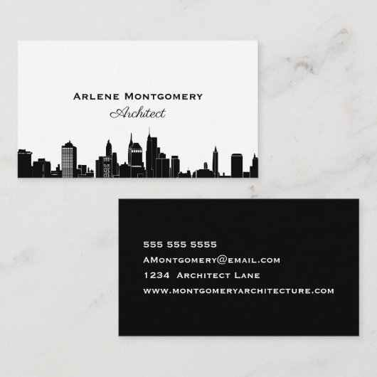 モダン白黒街スカイラインアーキテクト 名刺 (正面/裏面)