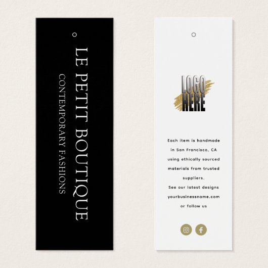 モダン白黒衣料品店つるラベル (正面&裏面)