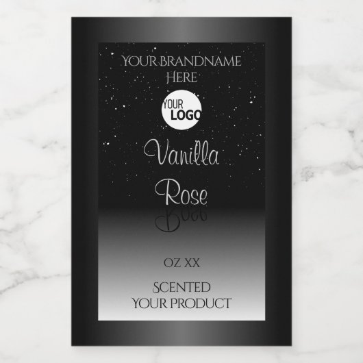 モダン白黒製品ラベルソフトグリッターロゴ フードラベル (シングルラベル)