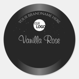 モダン白黒製品ラベルソフトグリッターロゴ ラウンドシール