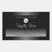 モダン白黒製品ラベルソフトグリッターロゴ 長方形シール (正面)