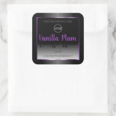 モダン白黒製品ラベル紫色のフレームロゴ スクエアシール (バッグ)