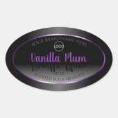 モダン白黒製品ラベル紫色のフレームロゴ 楕円形シール (正面)