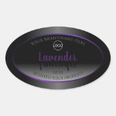 モダン白黒製品ラベル紫色のフレームロゴ 楕円形シール (正面)