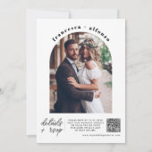 モダン白黒詳細RSVP QRフォト結婚ズ 招待状 (裏面)