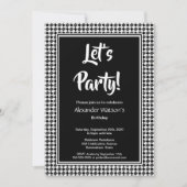 モダン白黒誕生会 招待状 (正面)