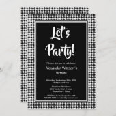 モダン白黒誕生会 招待状 (正面/裏面)