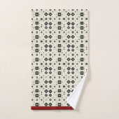 モダン白黒赤色の幾何学的パターン バスタオルセット (ハンドタオル)