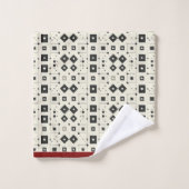 モダン白黒赤色の幾何学的パターン バスタオルセット (ウォッシュタオル)