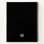 モダン白黒赤面ピンクフローラモノグラムの ノートブック (裏面)