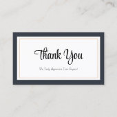 モダン白黒金ゴールドサンキューカード 名刺 (正面)