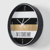 モダン白黒金ゴールドストライプの 壁時計 (傾斜)