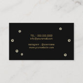 モダン白黒金ゴールドストライプメイクアップアーティスト 名刺 (裏面)