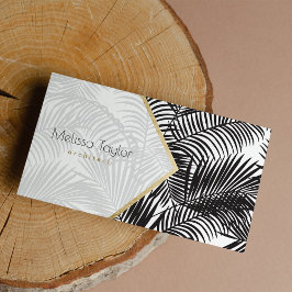 モダン白黒金ゴールドヤシの木の建築家 名刺