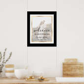 モダン白黒金ゴールド写真の結婚ウェルカムサイン ポスター (キッチン)