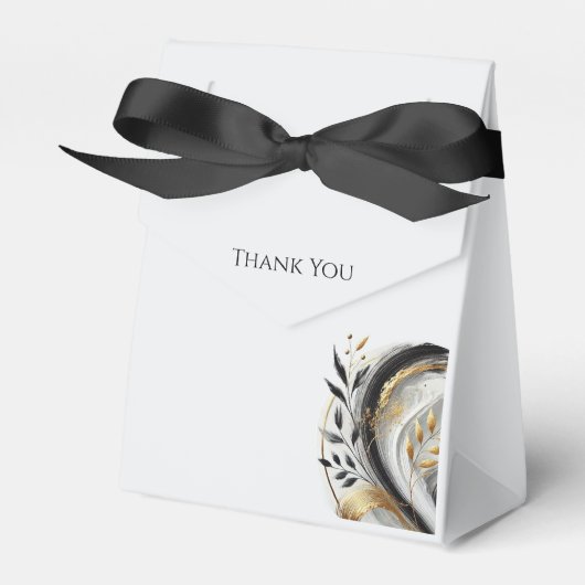 モダン白黒金ゴールド植物学結婚薬 フェイバーボックス (正面サイド)