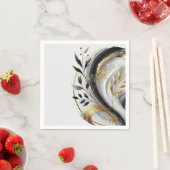 モダン白黒金ゴールド植物学 スタンダードカクテルナプキン (インサイチュ)