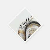 モダン白黒金ゴールド植物学 スタンダードカクテルナプキン (角)