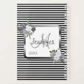 モダン白黒銀モノグラムのパーソナライズ プランナー手帳 (裏面)