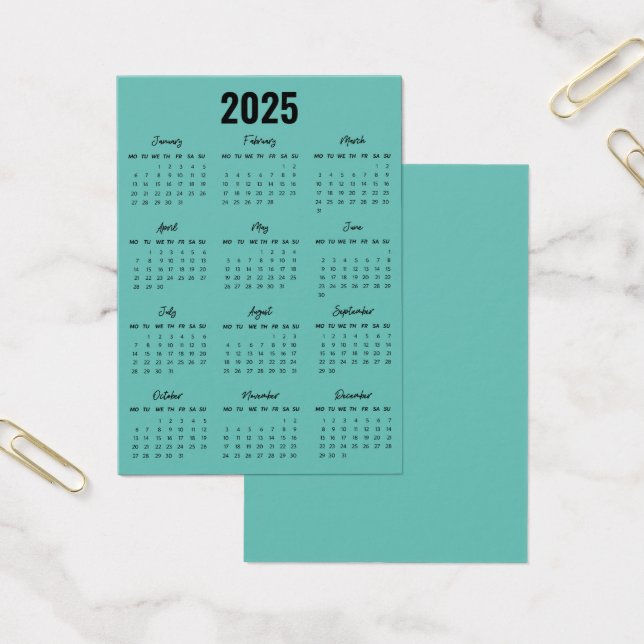 モダン白黒2025カレンダーの年末表示 (オフィス)