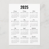モダン白黒2025カレンダーの年末表示 ポストカード (正面)