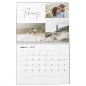 モダン白黒3写真家族のおしゃれなシック カレンダー (2月 2026)