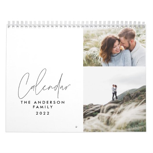 モダン白黒3写真家族のおしゃれなシック カレンダー (カバー)