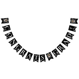 モダン白黒3-Photo卒業キャップ、ディプロマ バンティングフラッグ
