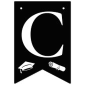 モダン白黒3-Photo卒業キャップ、ディプロマ バンティングフラッグ (第2の旗)