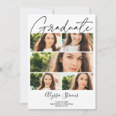 モダン白黒6 photo grid collage卒業 案内状 (正面)