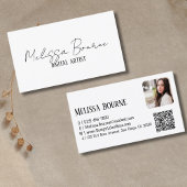 モダン白黒、プロフェッショナル写真、QRコード 名刺