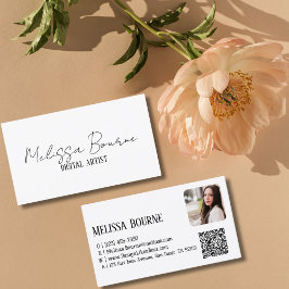 モダン白黒、プロフェッショナル写真、QRコード 名刺