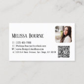 モダン白黒、プロフェッショナル写真、QRコード 名刺 (裏面)