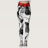 モダン白黒&レッド抽象芸術幾何学芸術 レギンス (正面)