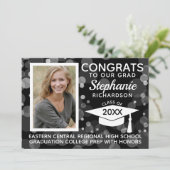 モダン白黒《写真》ぼけ味バブル写真卒業 招待状 (スタンド正面)