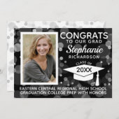 モダン白黒《写真》ぼけ味バブル写真卒業 招待状 (正面/裏面)