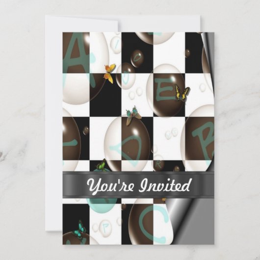 モダン白黒 招待状 (正面)