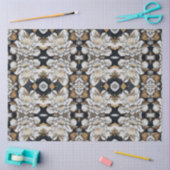 モダン白黒&金ゴールドフローラティッシュペーパー 薄葉紙 (クラフト)