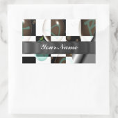 モダン白黒 長方形シール (バッグ)