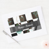 モダン白黒 長方形シール (封筒)