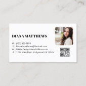 モダン白黒、QRコードプロフェッショナル写真 名刺 (裏面)