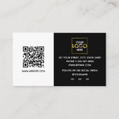 モダン白黒Business Your Logo Here QR Code 名刺 (正面)
