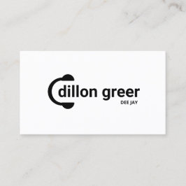 モダン白黒DJヘッドフォンミュージック 名刺