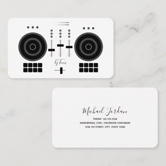 モダン白黒DJ 名刺 (正面/裏面)